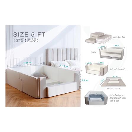 คอกกั้นเด็ก GEKO 5 ฟุต หนัง PU สีเทา/ขาว_11