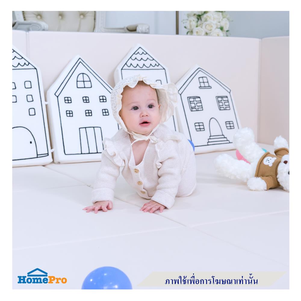 คอกกั้นเด็ก GEKO 3.5 ฟุต หนัง PU สีเทา/ขาว