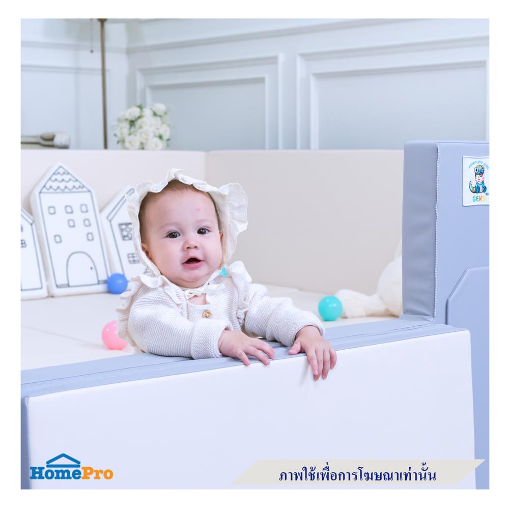 คอกกั้นเด็ก GEKO 3.5 ฟุต หนัง PU สีเทา/ขาว