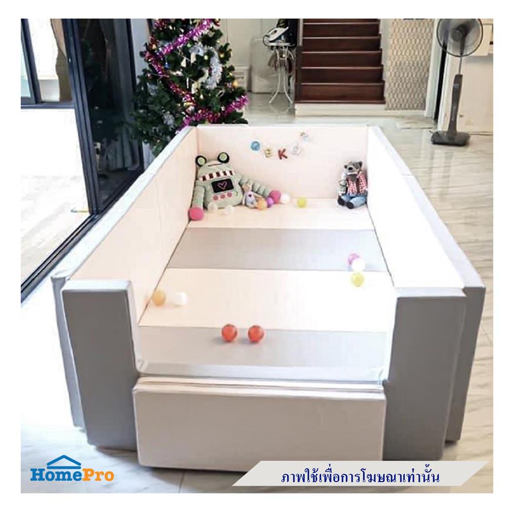 คอกกั้นเด็ก GEKO 3.5 ฟุต หนัง PU สีเทา/ขาว