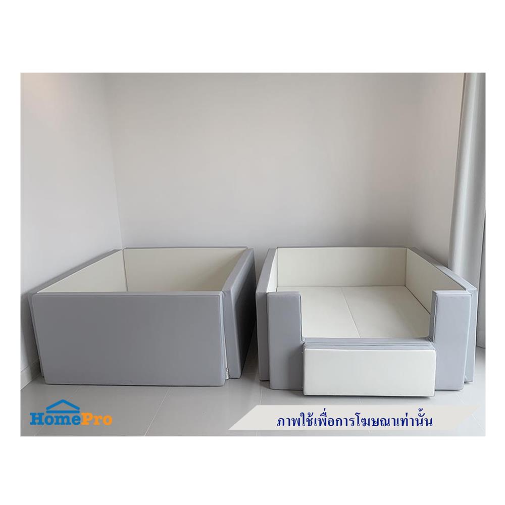 คอกกั้นเด็ก GEKO 3.5 ฟุต หนัง PU สีเทา/ขาว