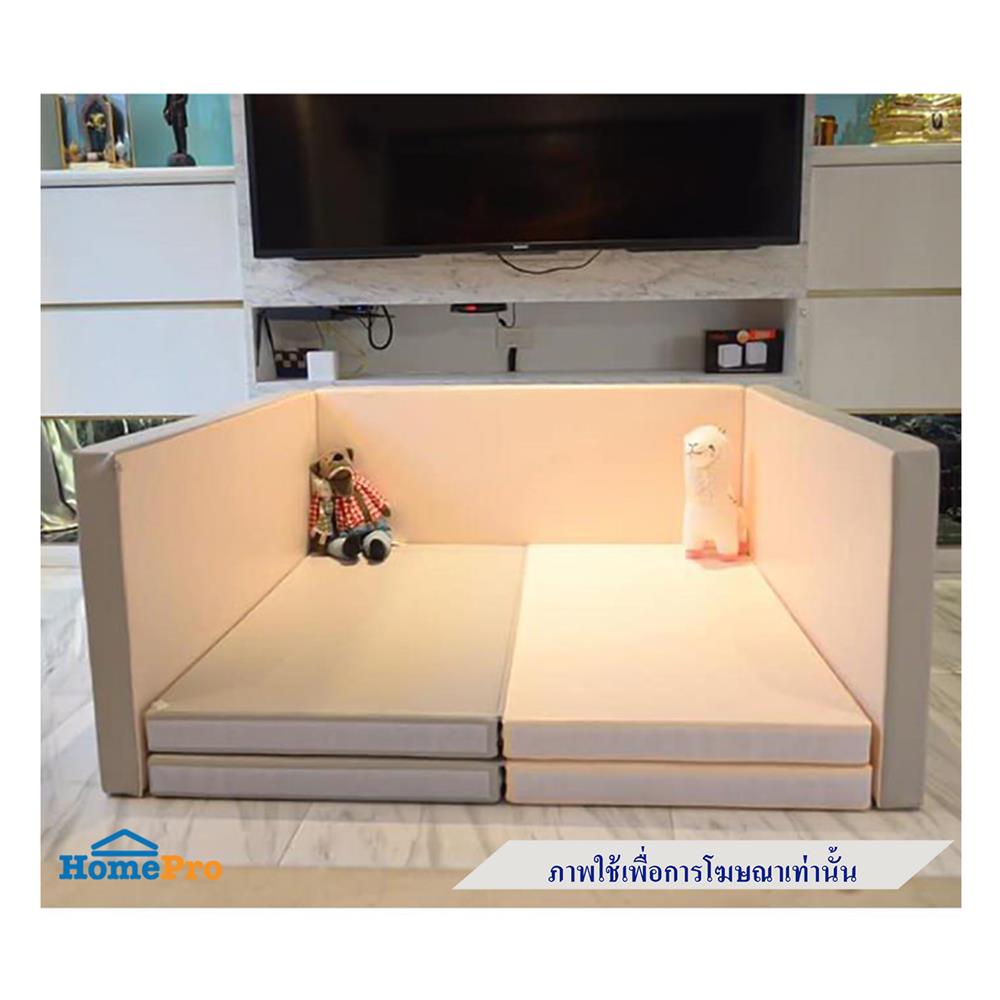 คอกกั้นเด็ก GEKO 3.5 ฟุต หนัง PU สีเทา/ขาว