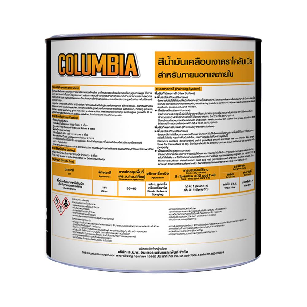 สีน้ำมันเคลือบเงา JBP COLUMBIA 2218 สีดำ 1 แกลลอน