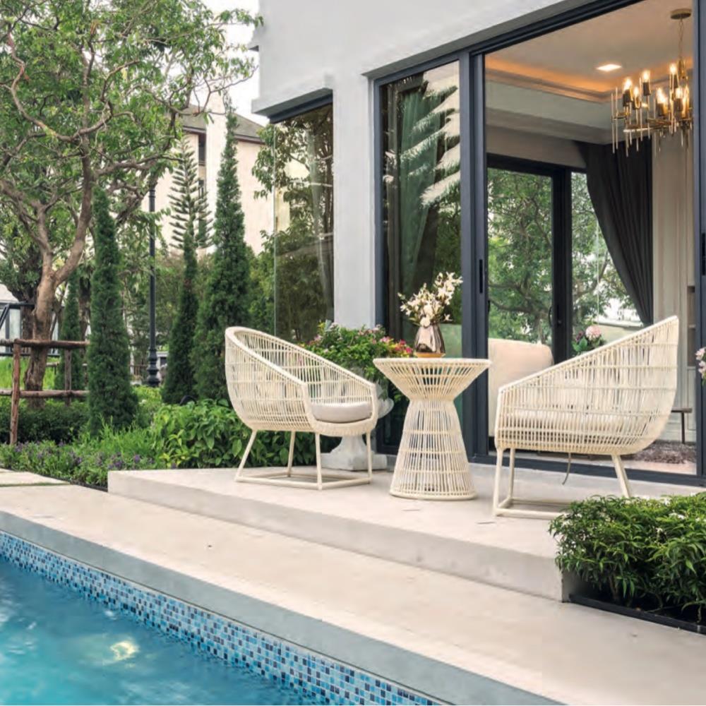 โต๊ะหวายเทียม MODERN OUTDOOR PLANTA สีแดง