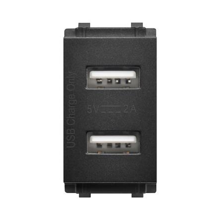 เต้ารับ USB PHILIPS 1 ช่อง LEAF 2 แอมแปร์ สีดำ