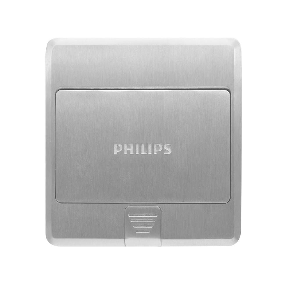 กล่องเต้ารับฝังพื้นสเตนเลส PHILIPS LEAF สีเงิน