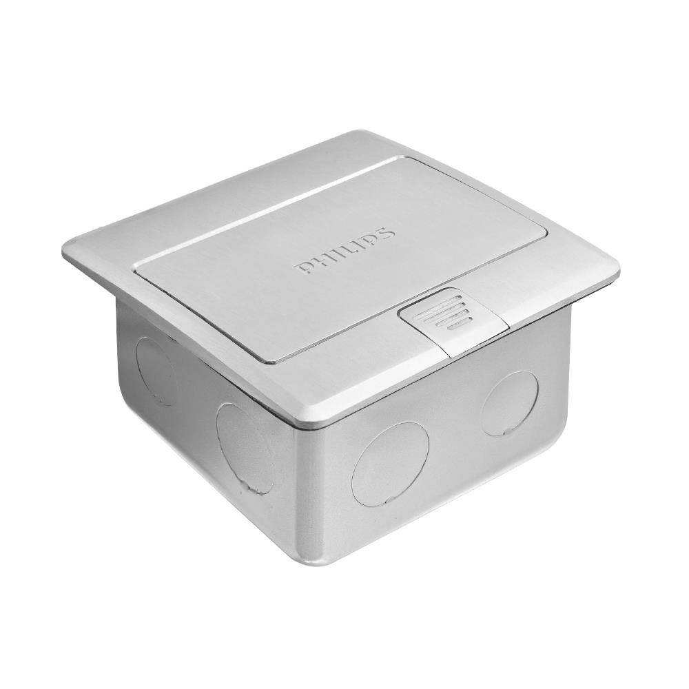 กล่องเต้ารับฝังพื้นสเตนเลส PHILIPS LEAF สีเงิน