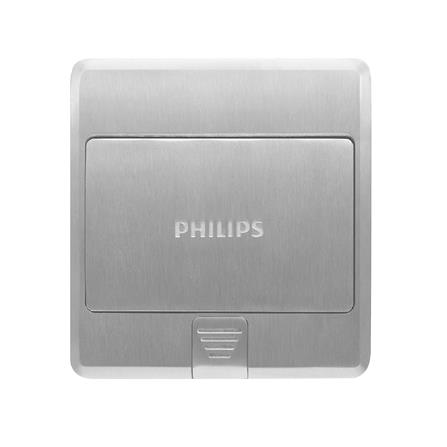 กล่องเต้ารับฝังพื้นสเตนเลส PHILIPS LEAF สีเงิน