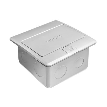 กล่องเต้ารับฝังพื้นสเตนเลส PHILIPS LEAF สีเงิน_1