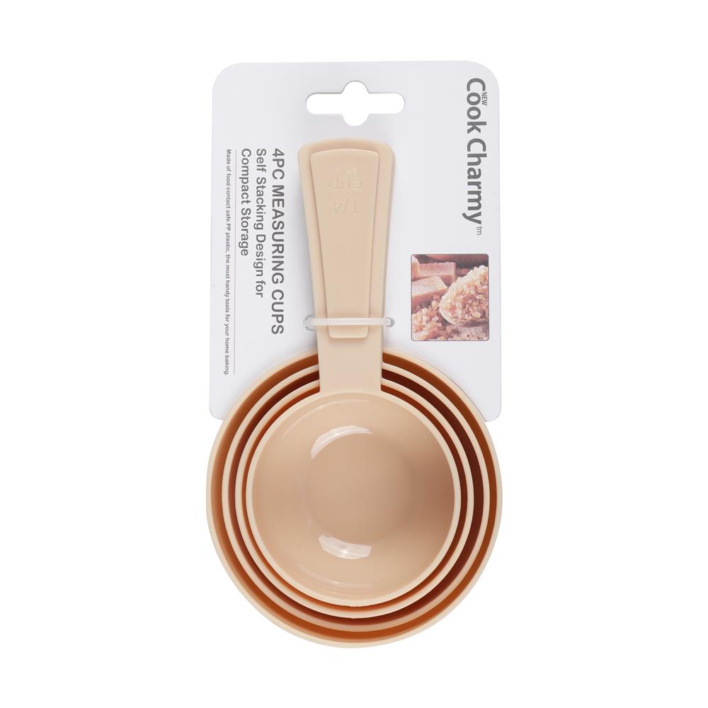 ชุดถ้วยตวงพลาสติก COOK CHARMY สีเบจ แพ็ก 4 ชิ้น