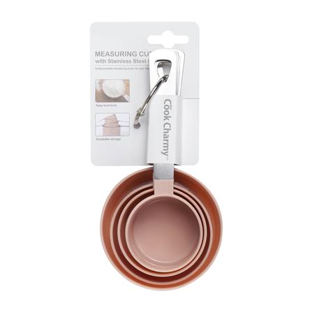 ชุดถ้วยตวงพลาสติกด้ามสเตนเลส COOK CHARMY สีเบจ แพ็ก 4 ชิ้น_3