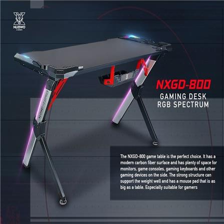 โต๊ะเกมมิ่ง NUBWO NXGD-800 RGB สีดำ_2