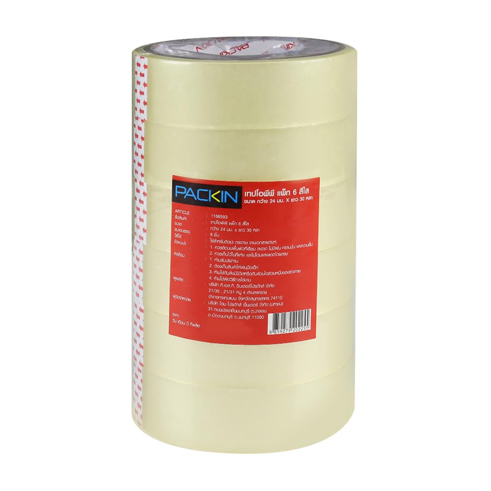 เทปใส PACK IN 24 มม. x 30 หลา แพ็ก 6 ชิ้น