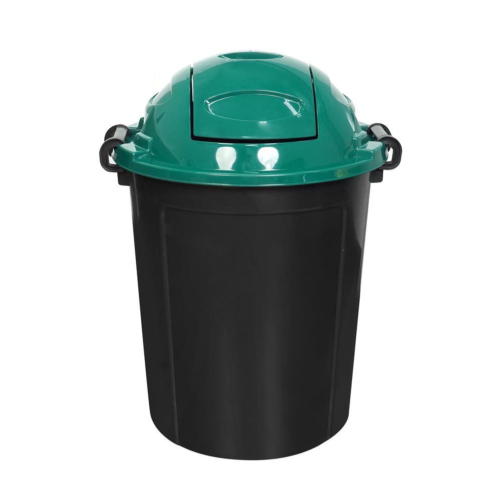 ถังขยะกลมฝาสวิง ME LIVING DUST 62 ลิตร สีดำฝาเขียว