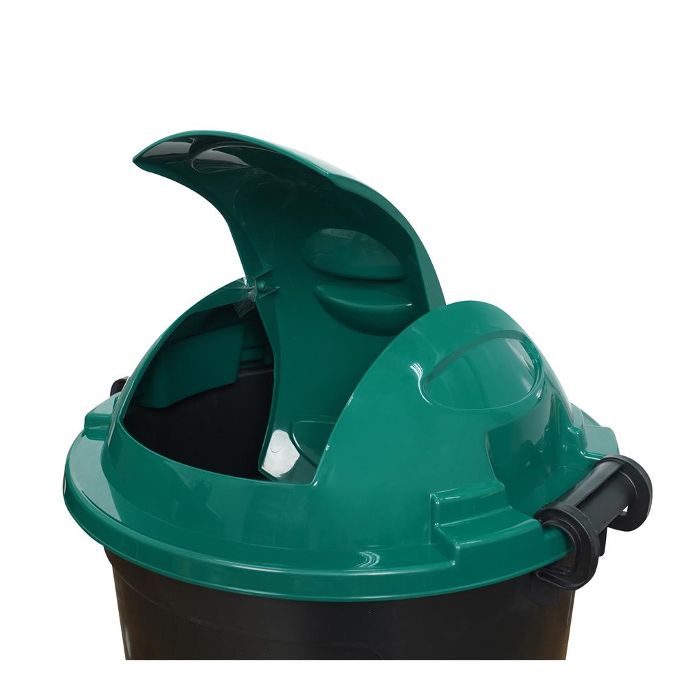 ถังขยะกลมฝาสวิง ME LIVING DUST 62 ลิตร สีดำฝาเขียว