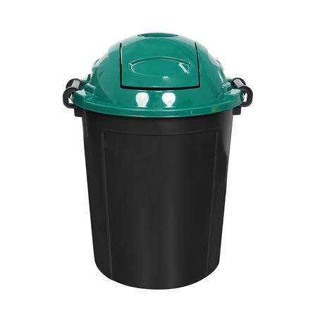 ถังขยะกลมฝาสวิง ME LIVING DUST 62 ลิตร สีดำฝาเขียว_1