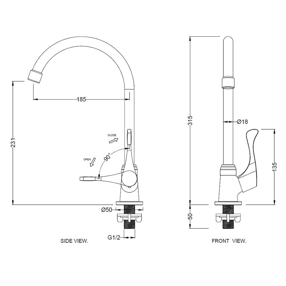 ก๊อกซิงค์เดี่ยวเคาน์เตอร์ HAFELE 495.62.030 สีโครม