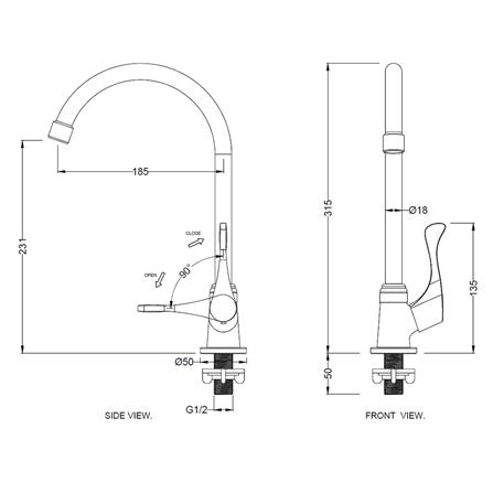 ก๊อกซิงค์เดี่ยวเคาน์เตอร์ HAFELE 495.62.030 สีโครม_1