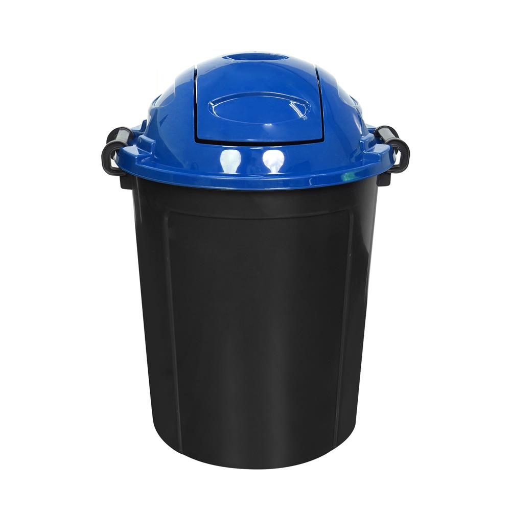 ถังขยะกลมฝาสวิง ME LIVING DUST 62 ลิตร สีดำฝาน้ำเงิน