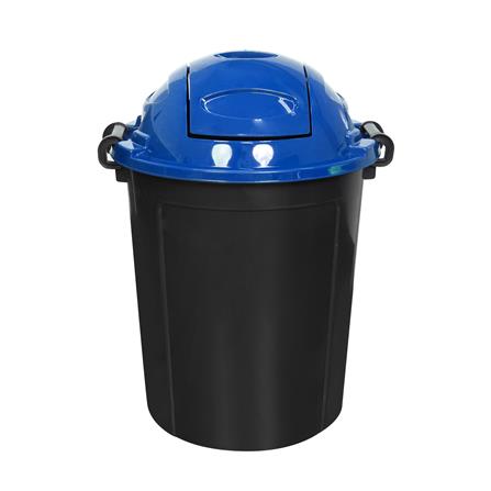 ถังขยะกลมฝาสวิง ME LIVING DUST 62 ลิตร สีดำฝาน้ำเงิน_1