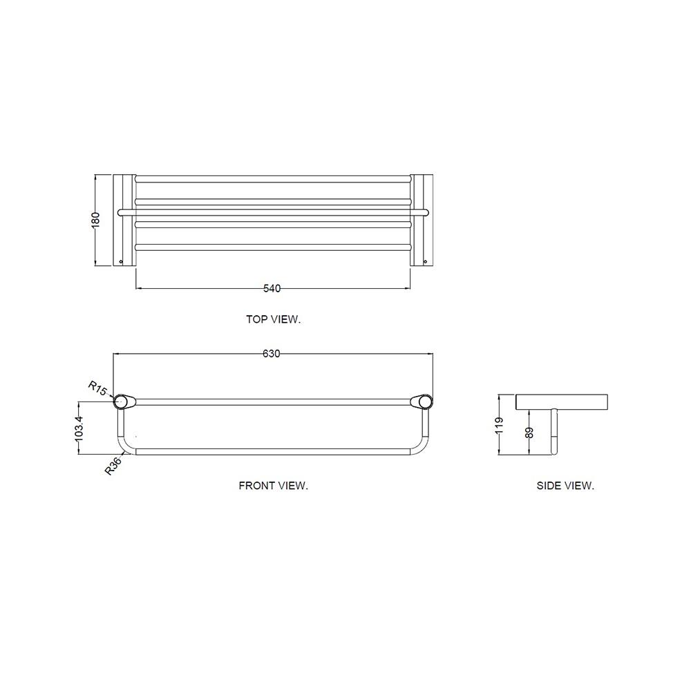 ชั้นวางพร้อมราว HAFELE 485.80.007 สีดำ