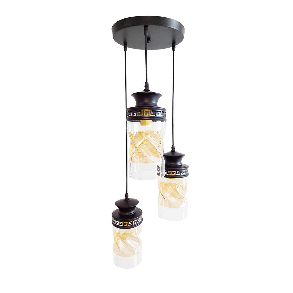 ไฟช่อ SUCCESS CD7486/3 สีดำ/เหลือง/ใส 3 หัว