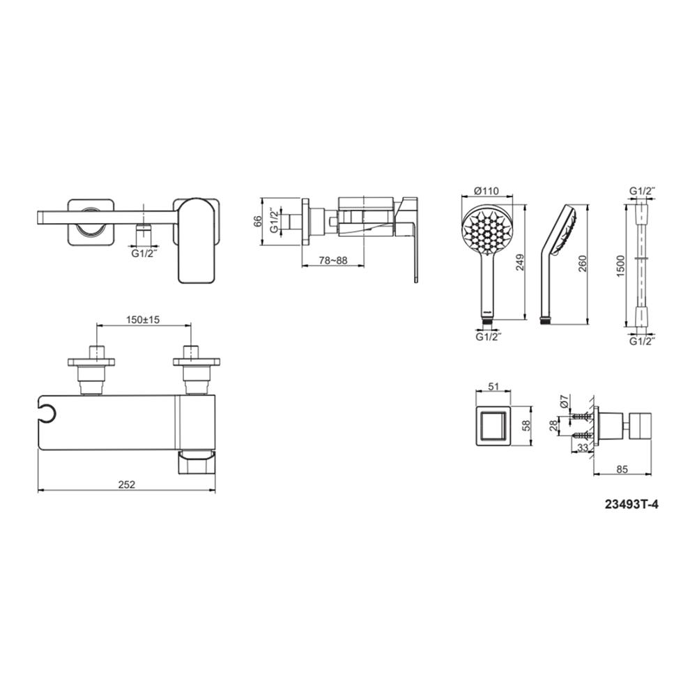 ก๊อกผสมยืนอาบ KOHLER K-23493T-4-AF