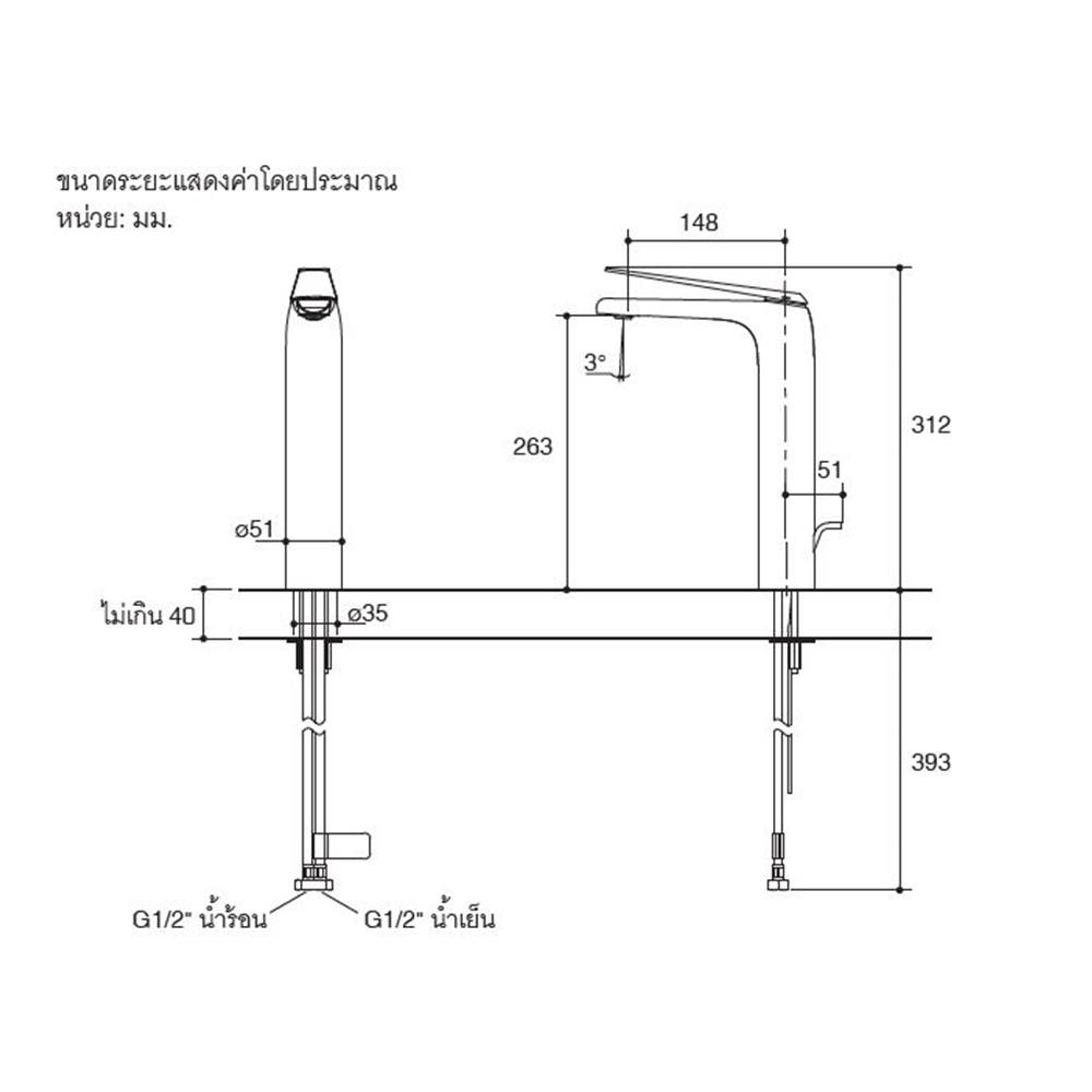 ก๊อกผสมอ่างล้างหน้า KOHLER K-97348T-B4-CP