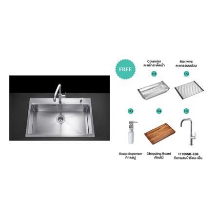 ซิงค์ฝังสแควร์ 1 หลุม MEX ST821 สเตนเลส_1