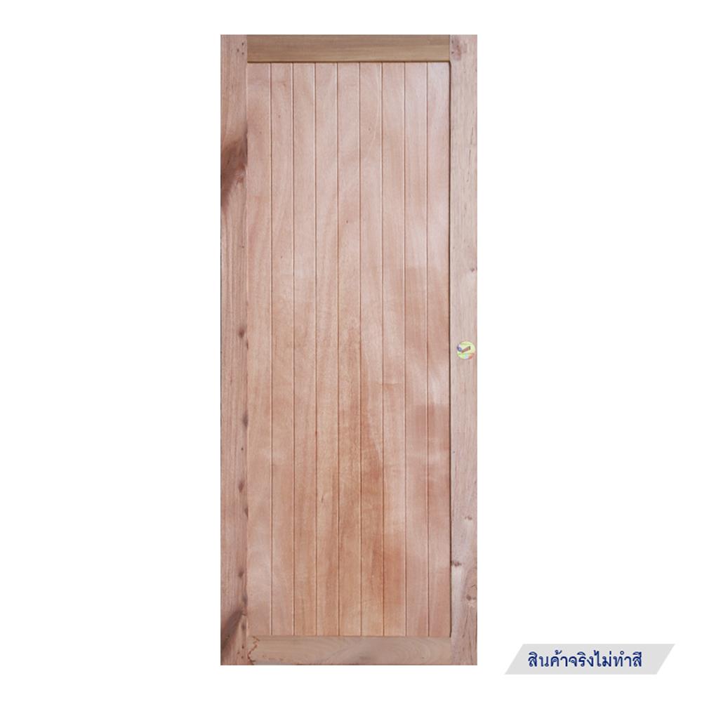 ประตูไม้แดง N999 สายฝน 80X200 ซม. สีธรรมชาติ ไม่เจาะลูกบิด