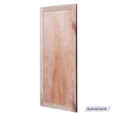 ประตูไม้แดง N999 สายฝน 80X200 ซม. สีธรรมชาติ ไม่เจาะลูกบิด_1