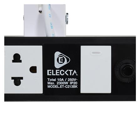 รางปลั๊กไฟ 2 ช่อง 1 สวิตช์ แคลมป์ ELECKTA ET-C213BK 3 เมตร สีขาว/ดำ_4