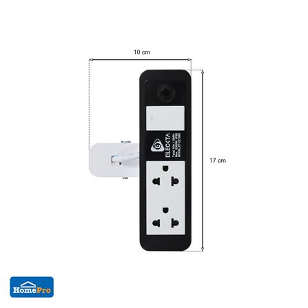 รางปลั๊กไฟ 2 ช่อง 1 สวิตช์ แคลมป์ ELECKTA ET-C213BK 3 เมตร สีขาว/ดำ_7