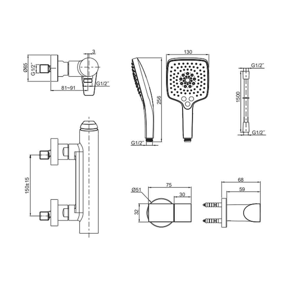 ก๊อกผสมยืนอาบ KOHLER K-97368T-4-CP