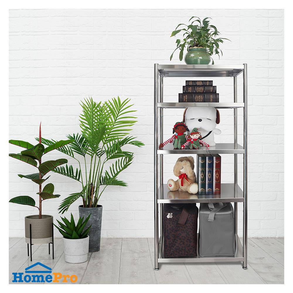 ชั้นวางของสเตนเลส 5 ชั้น STACKO SPACE 55x38x125 ซม. สีสเตนเลส