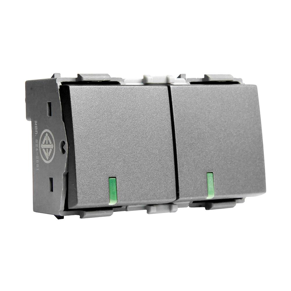 สวิตช์ 1 ทาง HACO 2 สวิตช์ W2512C-MSB ขนาด 3 ช่อง สีแม็ทแกร