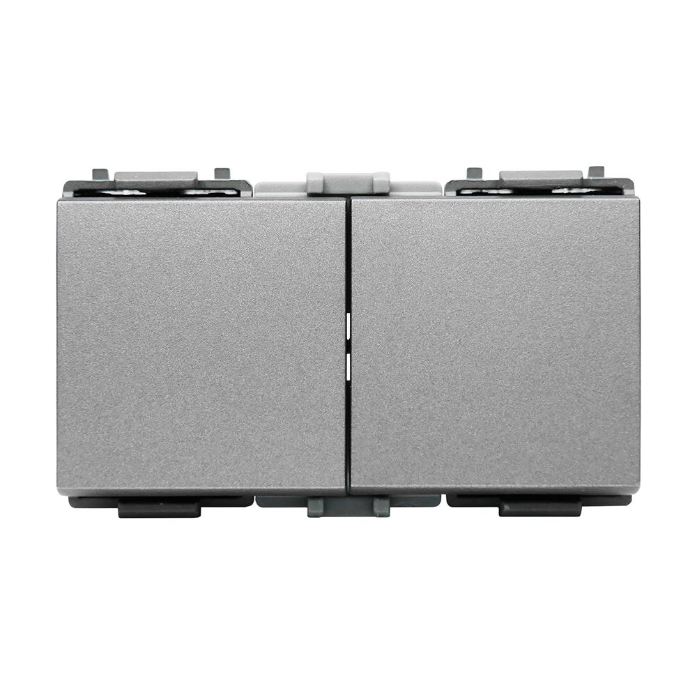 สวิตช์ 2 ทาง HACO 2 สวิตช์ W2512CA-2-MSB ขนาด 3 ช่อง สีแม็ทแกร