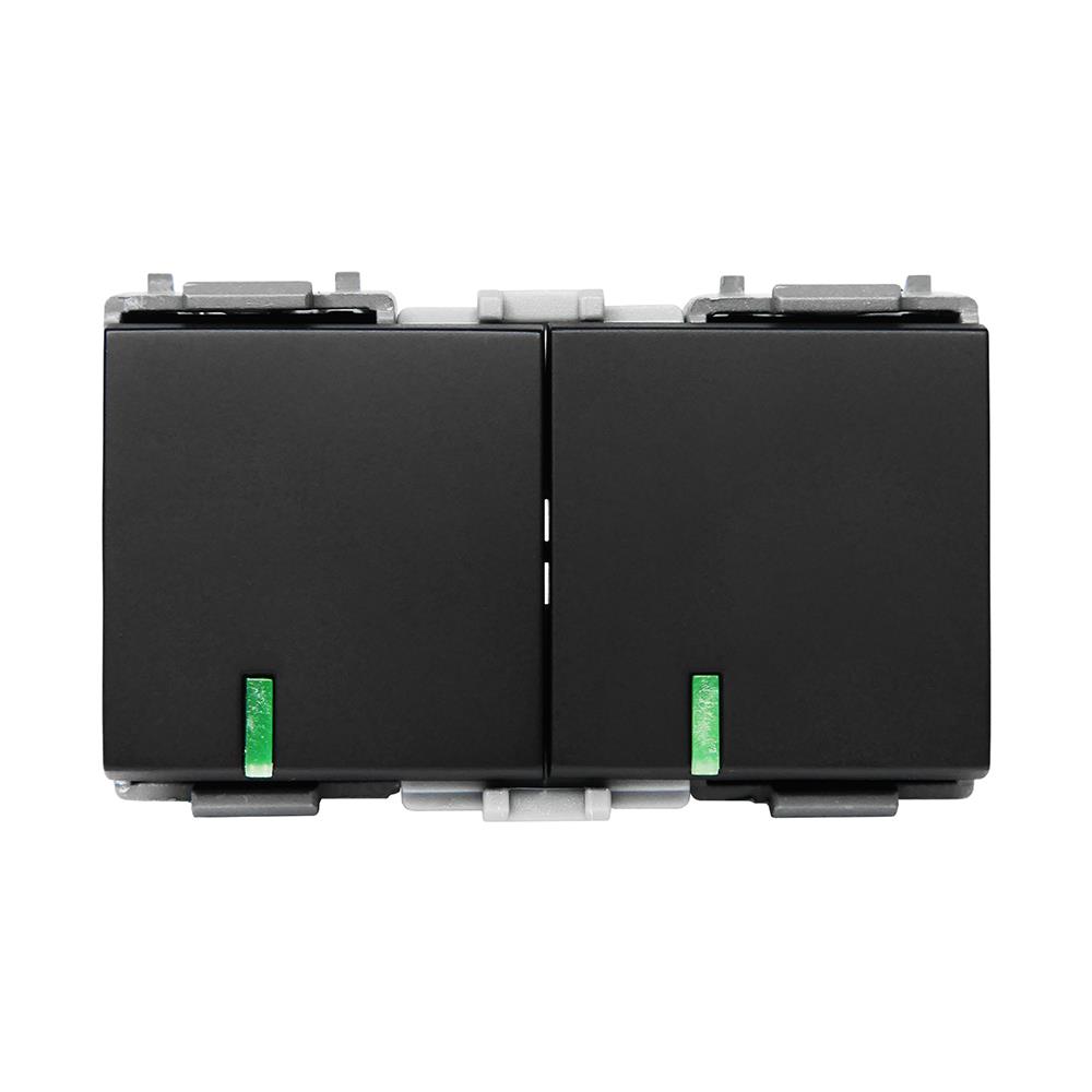 สวิตช์ 1 ทาง HACO 2 สวิตช์ W2512C-SBL ขนาด 3 ช่อง สีแม็ทดาร์ค