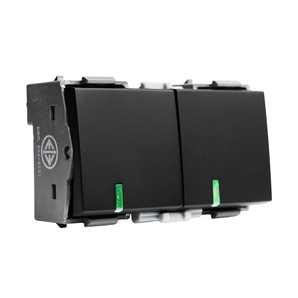 สวิตช์ 1 ทาง HACO 2 สวิตช์ W2512C-SBL ขนาด 3 ช่อง สีแม็ทดาร์ค