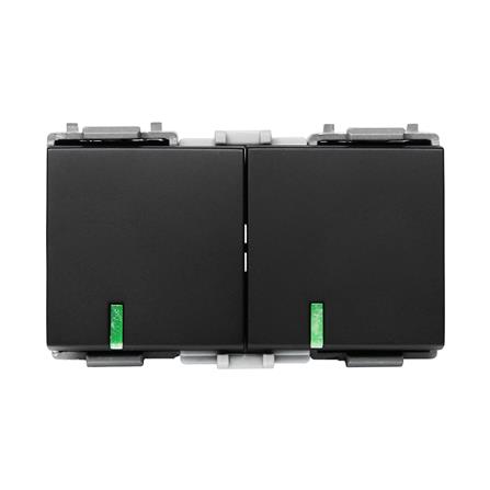 สวิตช์ 1 ทาง HACO 2 สวิตช์ W2512C-SBL ขนาด 3 ช่อง สีแม็ทดาร์ค