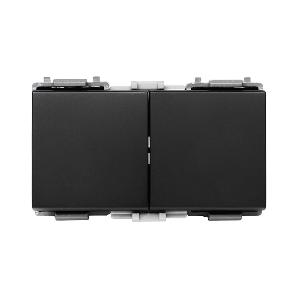 สวิตช์ 2 ทาง HACO 2 สวิตช์ W2512CA-2-SBL ขนาด 3 ช่อง สีแม็ทดาร์ค