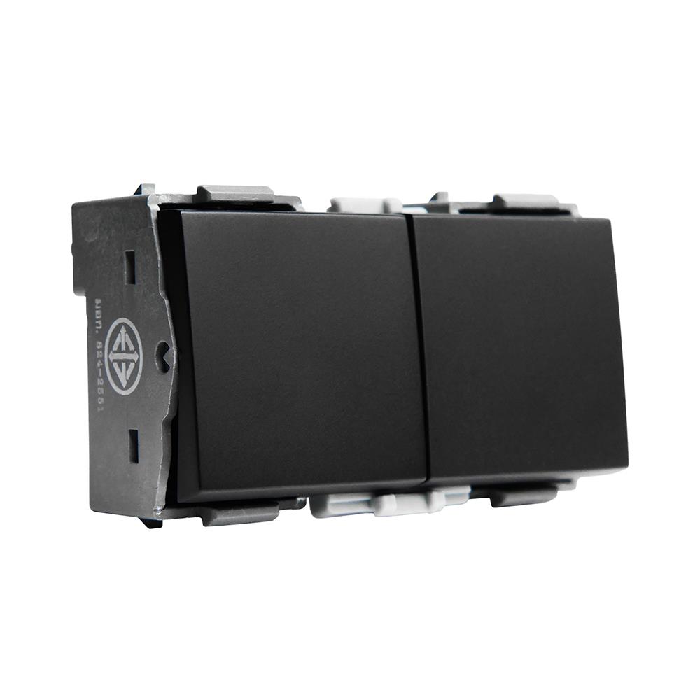 สวิตช์ 2 ทาง HACO 2 สวิตช์ W2512CA-2-SBL ขนาด 3 ช่อง สีแม็ทดาร์ค