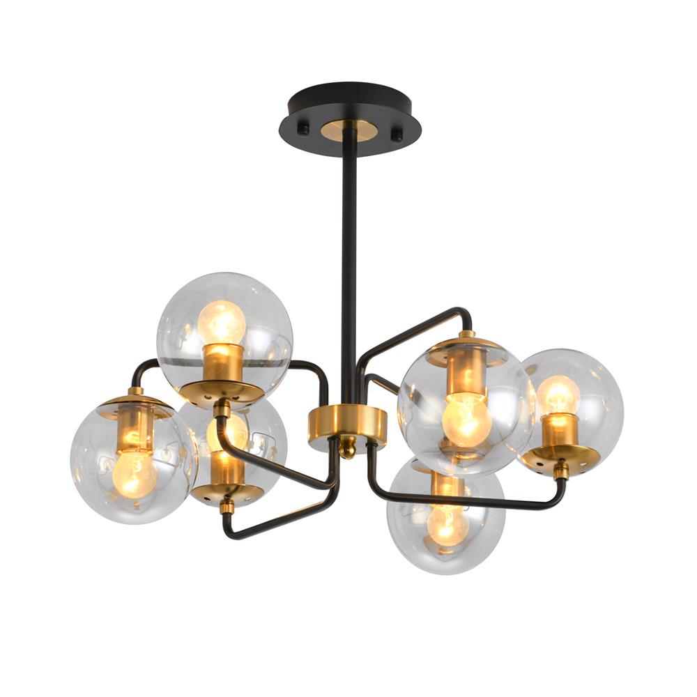 ไฟช่อ CST 6337-6 สีใส/ดำ/ทอง 6 หัว