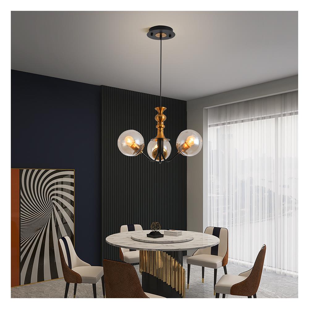 ไฟช่อ NEOLIGHT MDL 6310-3 สีใส/ดำ/ทอง 3 หัว