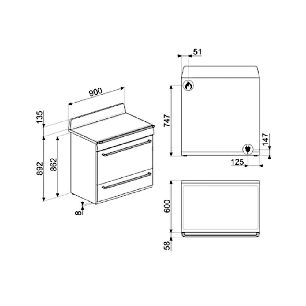 เตาปรุงอาหารแก๊ส SMEG TR90X9-1