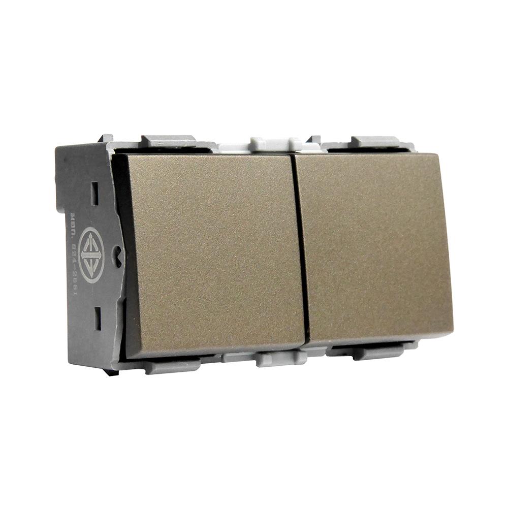 สวิตช์ 2 ทาง HACO 2 สวิตช์ W2512CA-2-ST ขนาด 3 ช่อง สีแม็ทแบล็ค