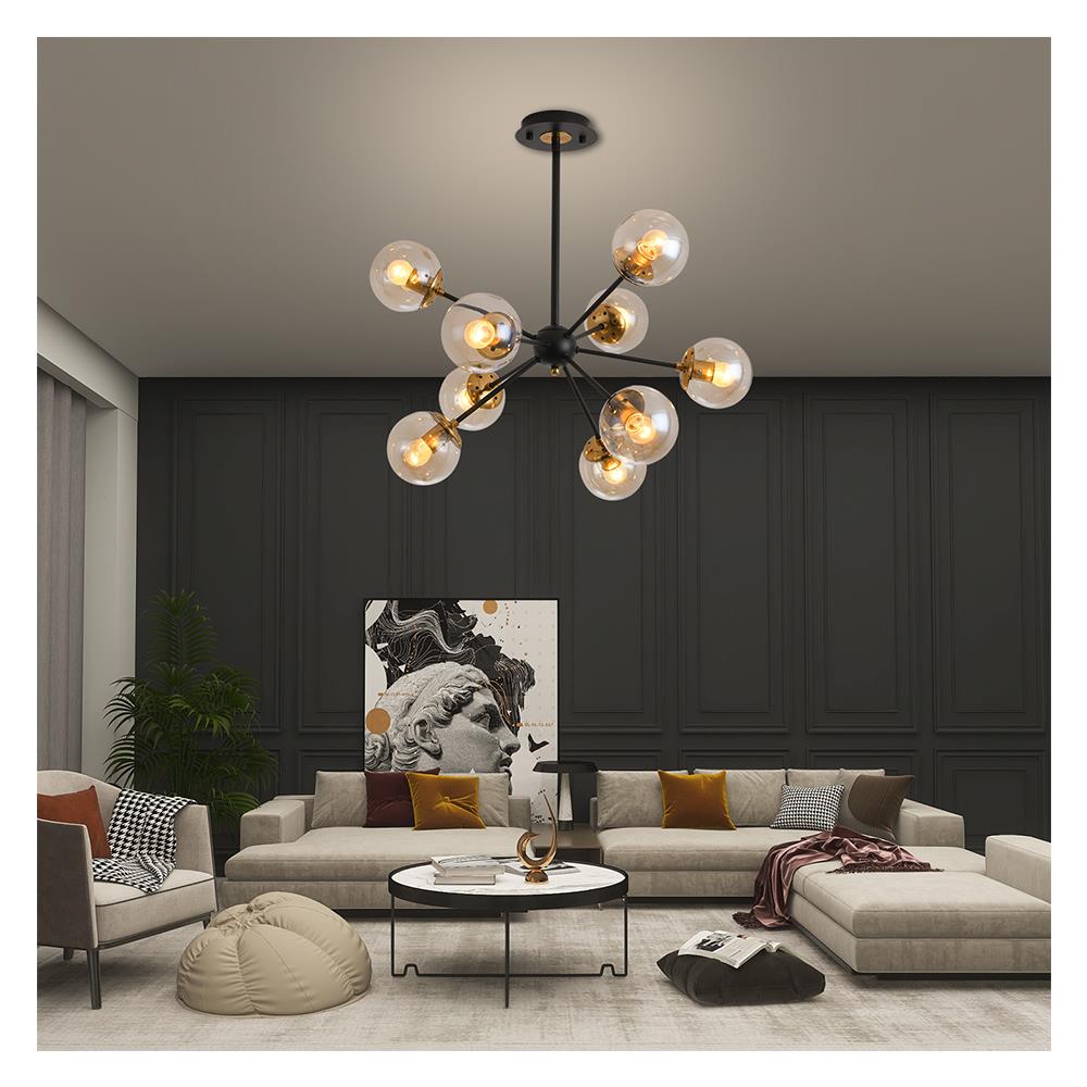 ไฟช่อ CST 6336-9 สีใส/ดำ 9 หัว