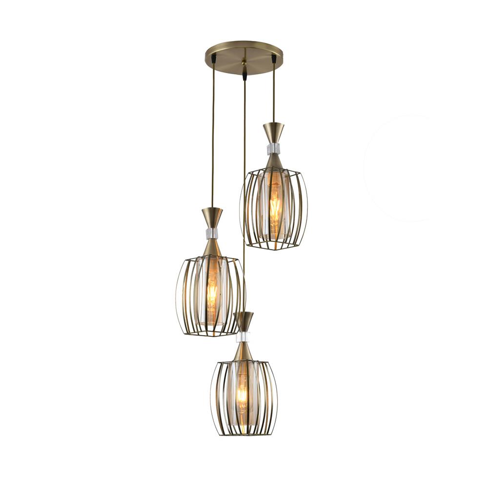 ไฟช่อ CST 5137-3AB แก้ว/โลหะ/สีชา/สีทอง/สีขาว 3หัว