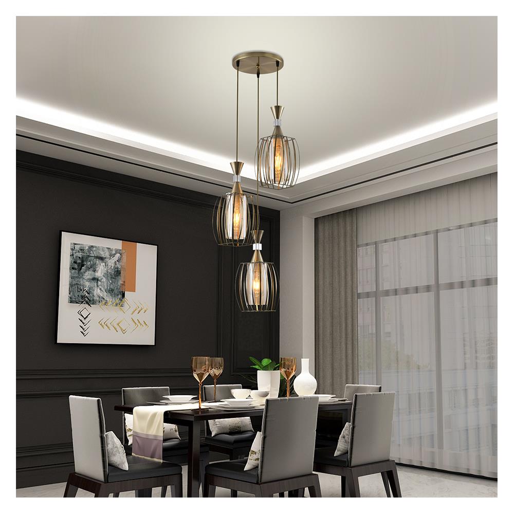 ไฟช่อ CST 5137-3AB แก้ว/โลหะ/สีชา/สีทอง/สีขาว 3หัว