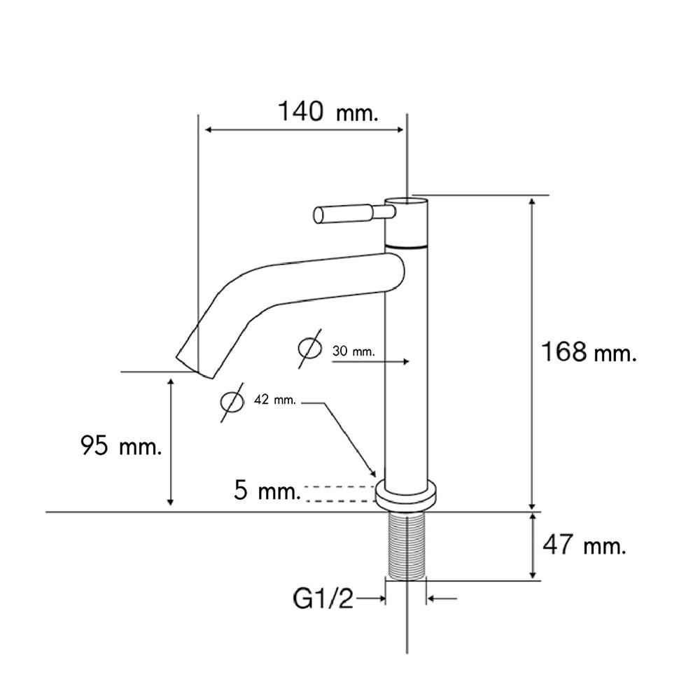 ก๊อกอ่างล้างหน้าเดี่ยว CAMEL K1500019 สเตนเลส